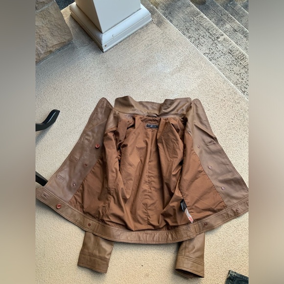 Vintage RUDSAK Leather Brown Button Up Women’s Double Breasted Jacket SZ Medium - Picture 2 of 15